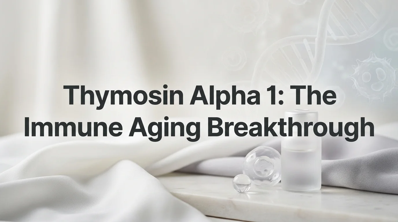thymosin alpha 1 benefits illustrated through immune-aging and cellular regeneration imagery