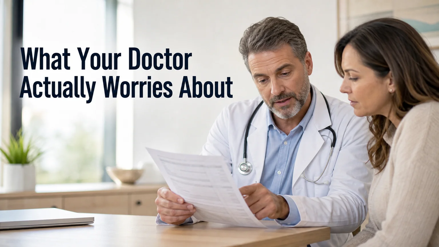 PeptideIQ why don't doctors like peptides: a physician and patient reviewing a printed health summary together
