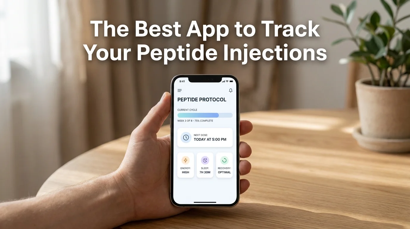 PeptideIQ dashboard demonstrating what is the best app to track peptide injections, with cycle day, next dose, and wellness metrics