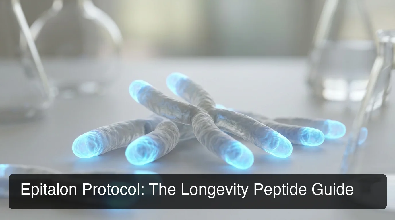 PeptideIQ epitalon peptide protocol dosing guide with telomere cellular visualization