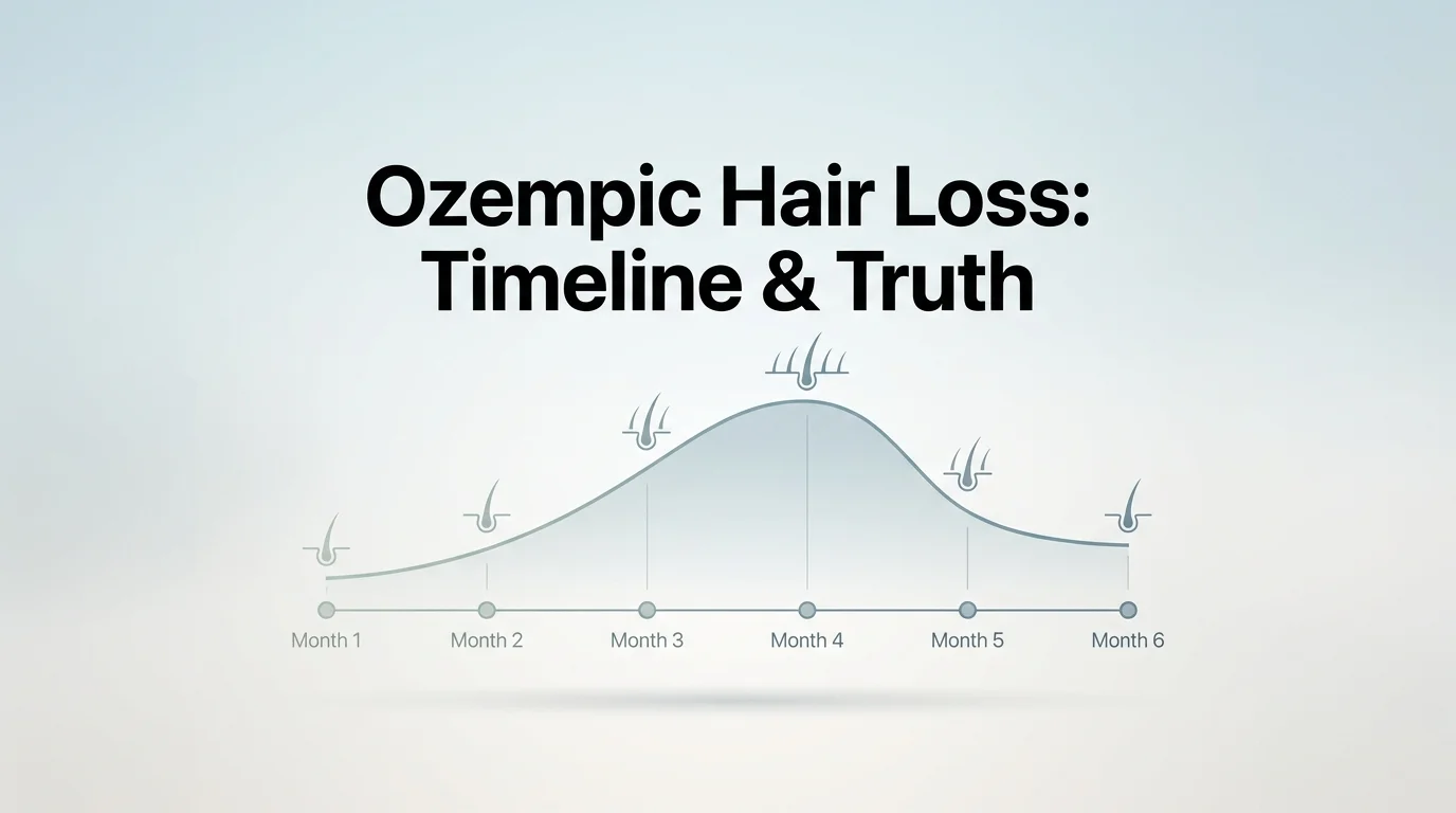 ozempic hair loss timeline showing shedding intensity across months 1-6 of GLP-1 treatment