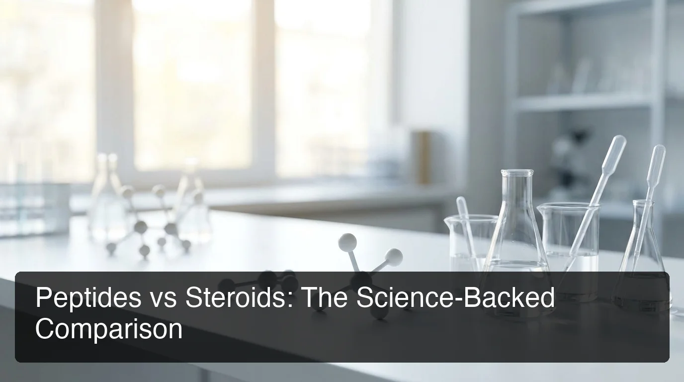 Peptides vs steroids science-backed laboratory comparison visual