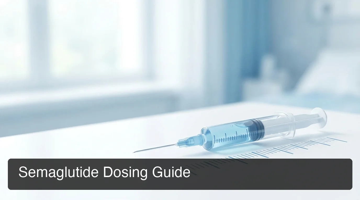 PeptideIQ semaglutide dosing for weight loss guide showing syringe and graduated dose scale