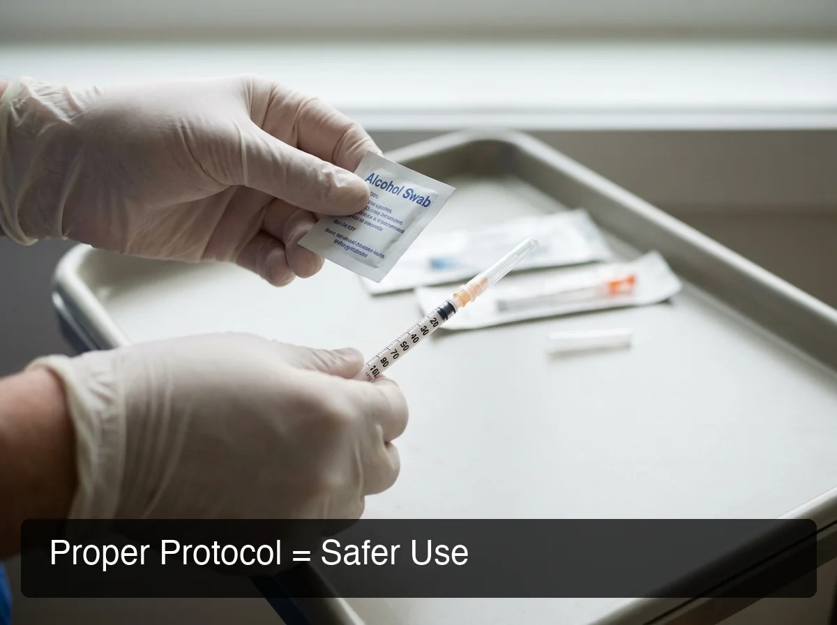 Proper sterile injection technique with peptide preparation in a medical setting
