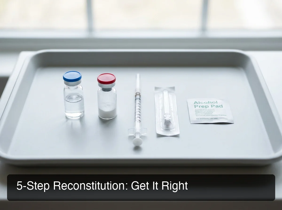 PeptideIQ peptide reconstitution process showing precise step-by-step dosing flow