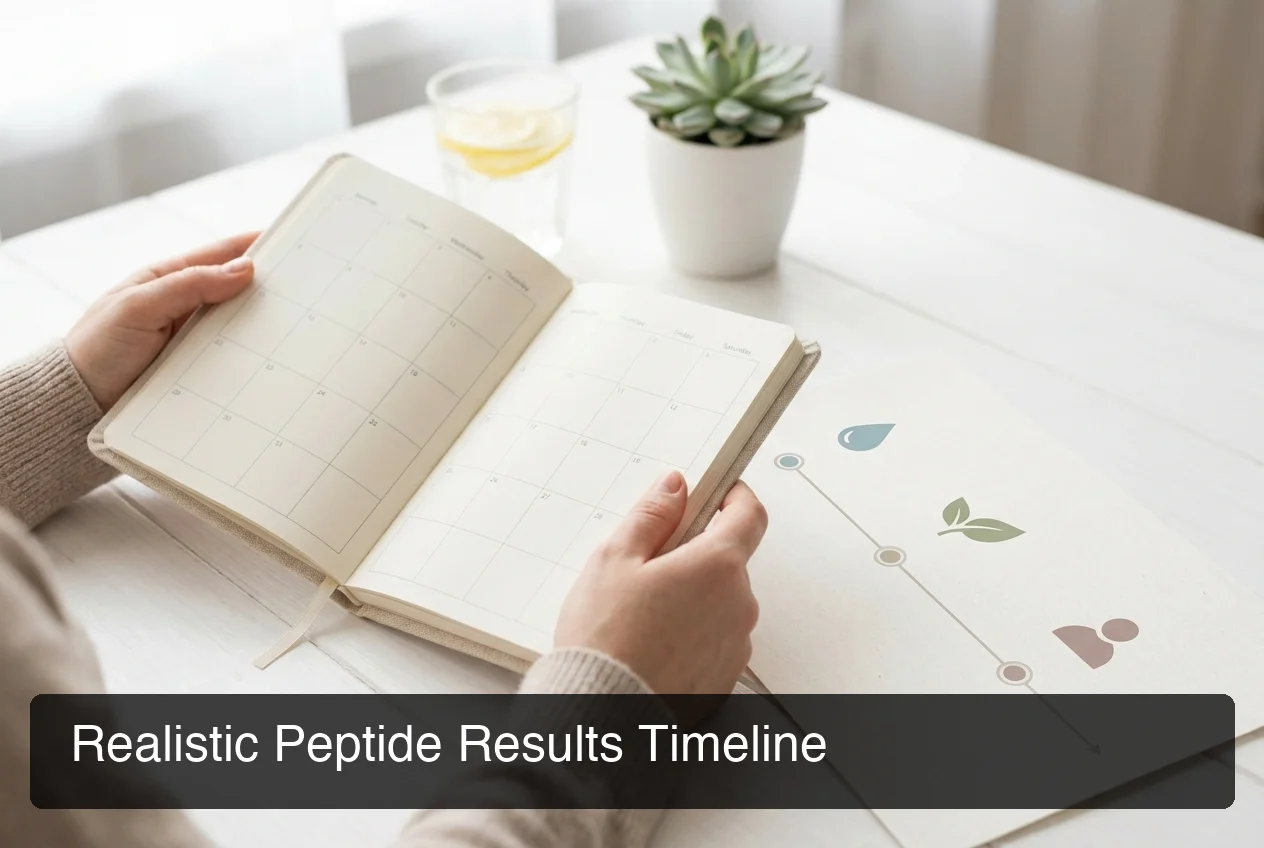 peptide side effects and results timeline showing realistic progression across weeks 1 to 12