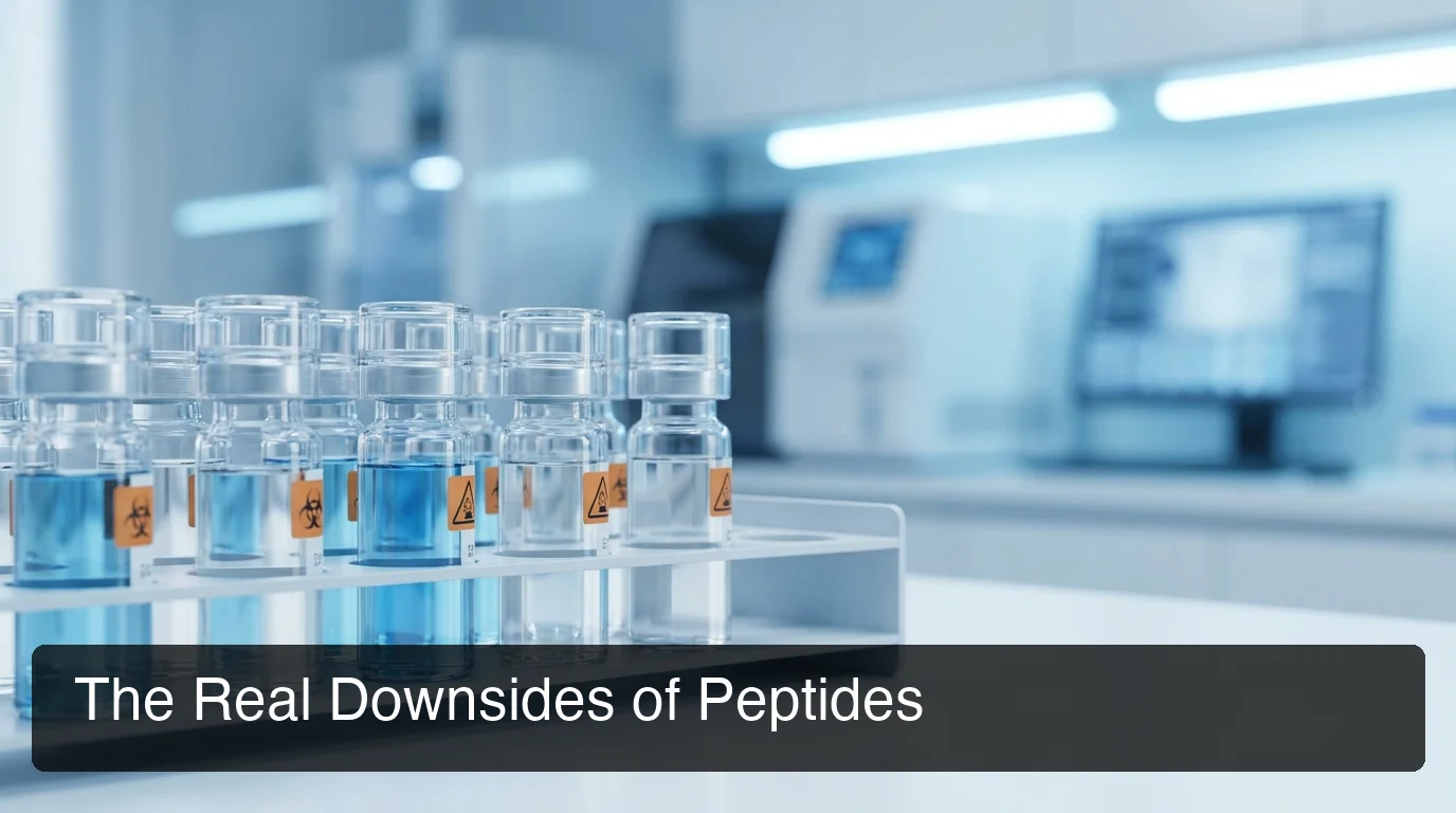 The real downsides of peptides — hero image showing clinical laboratory with peptide vials