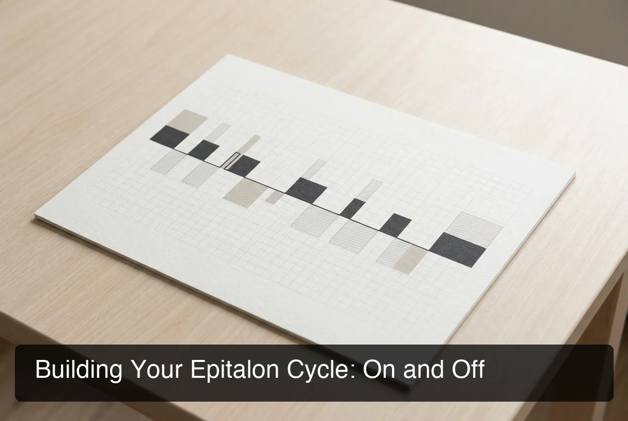 Epitalon peptide protocol cycle timeline showing 10, 20, and 30 day phases with rest periods
