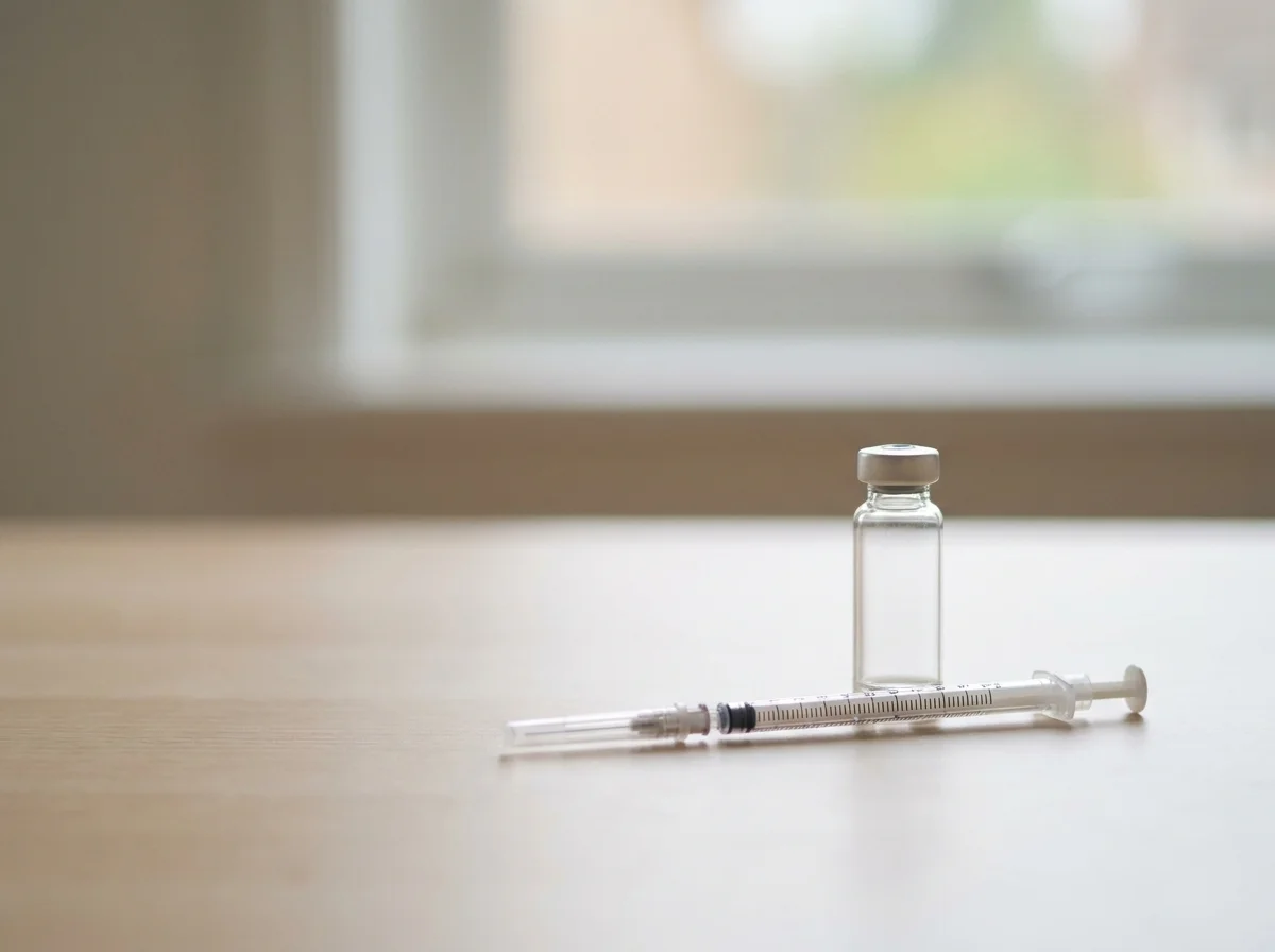 Epitalon dosing syringe and vial illustration for longevity peptides administration