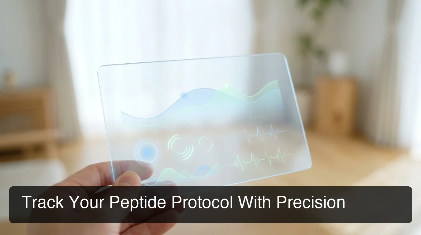 Digital health dashboard showing peptide dosing and wellness tracking metrics on a light background