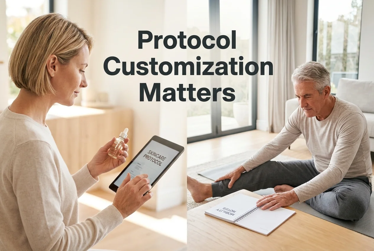PeptideIQ personalized GHK-Cu protocol comparison for skin elasticity and joint recovery goals