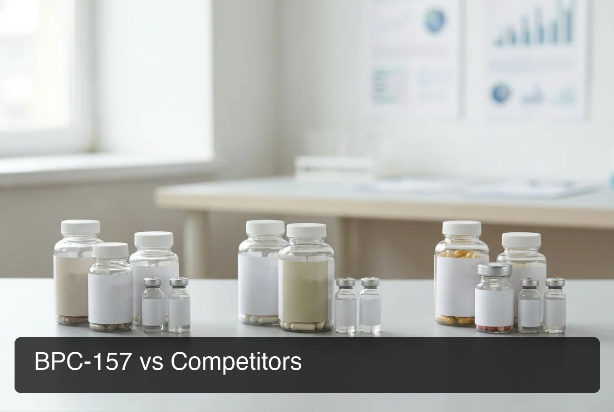PeptideIQ healing peptides comparison showing BPC-157 vs TB-500 and other compounds