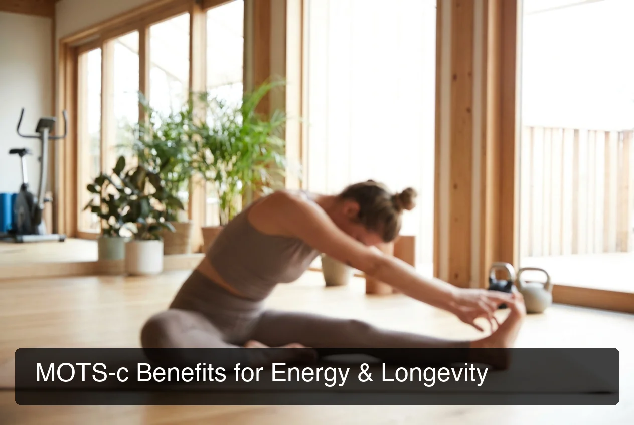 MOTS-c benefits for energy metabolism and longevity — fit person in wellness environment