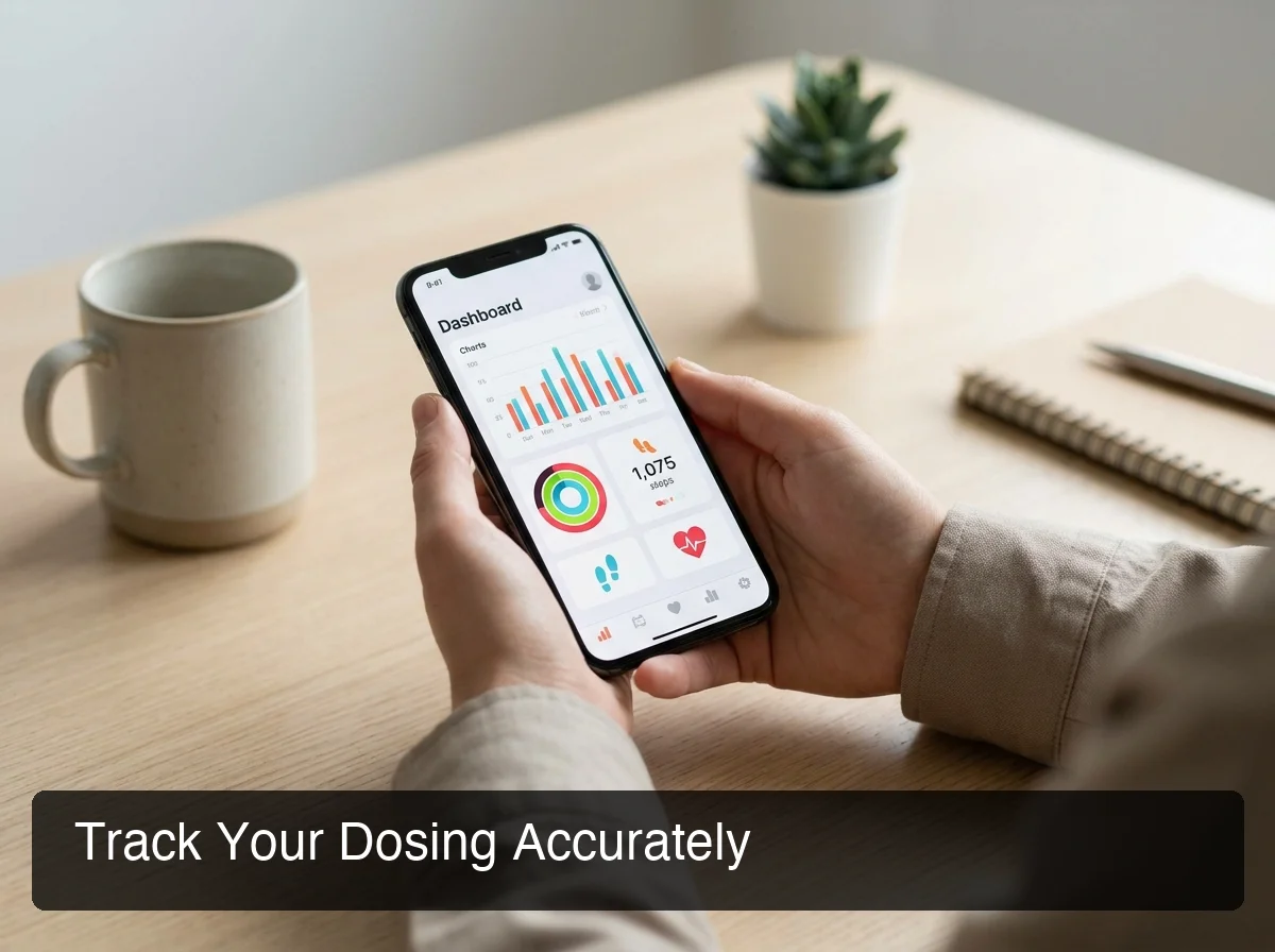 PeptideIQ app showing peptide dosing protocol tracker and AI co-pilot dashboard