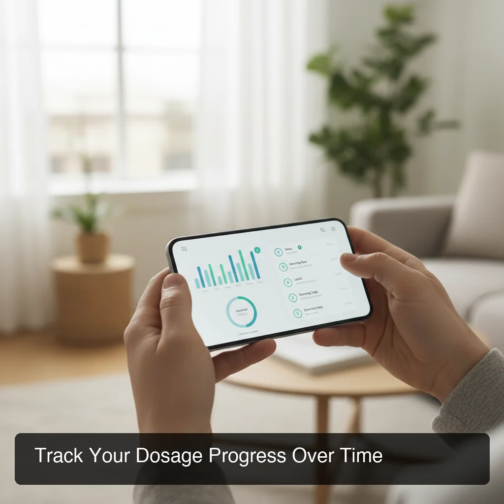 PeptideIQ dosage tracker dashboard showing protocol timeline progress charts and dose logging interface