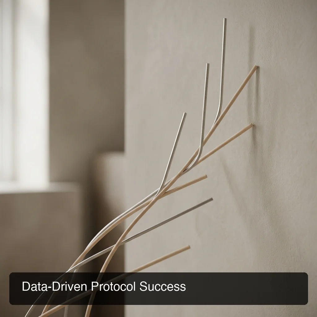 PeptideIQ peptide protocol optimization tracking — abstract upward growth chart showing data-driven progress