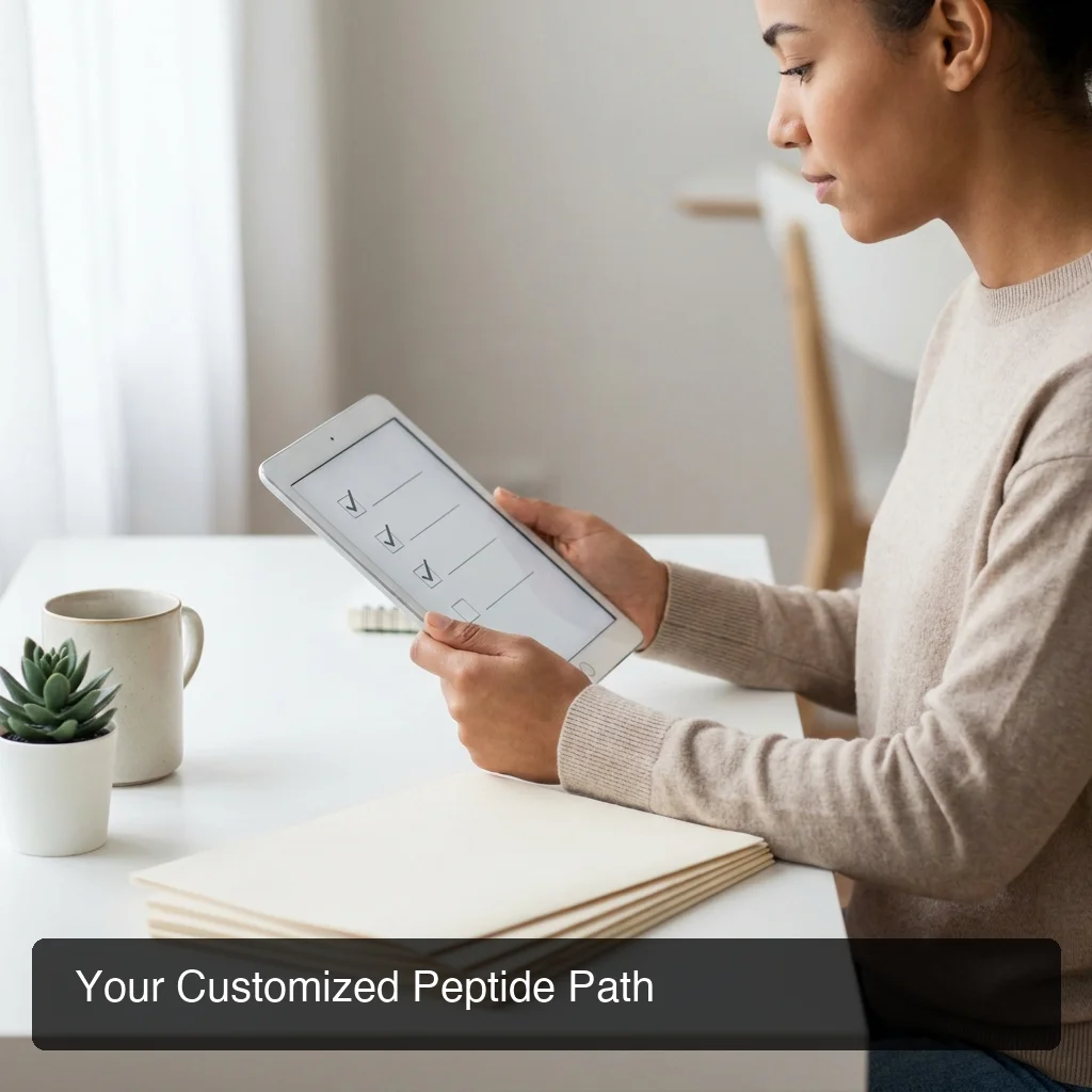 PeptideIQ customized peptide path results showing personalized protocol tracking and progress next steps