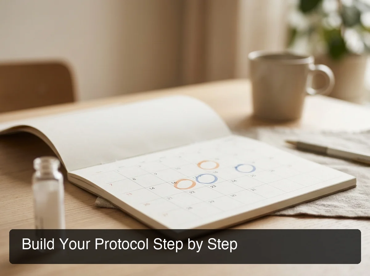PeptideIQ peptide log app calendar showing organized injection schedule and cycle planning