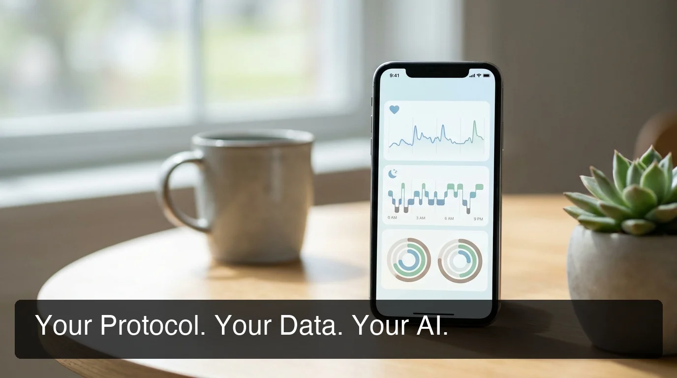 PeptideIQ review app philosophy showing wellness data visualization on a mobile screen