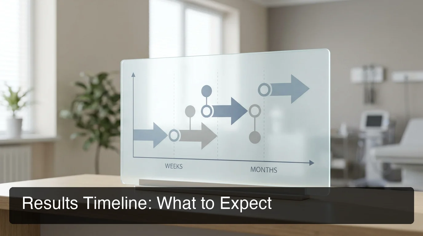 PeptideIQ results timeline visualization showing week-by-week progress tracking on peptide protocol