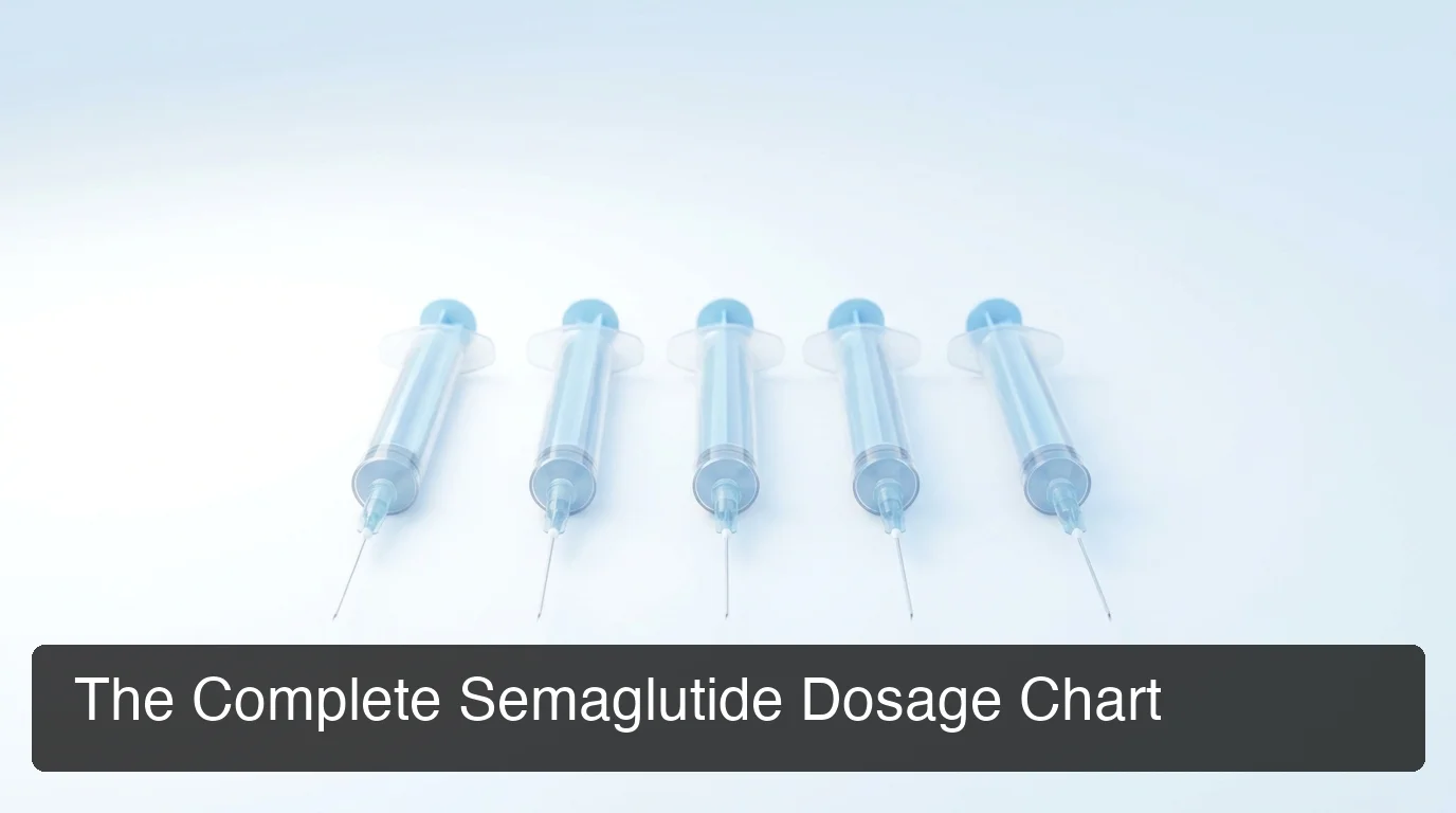 PeptideIQ semaglutide dosage chart showing week-by-week titration from 0.25mg to 2.4mg