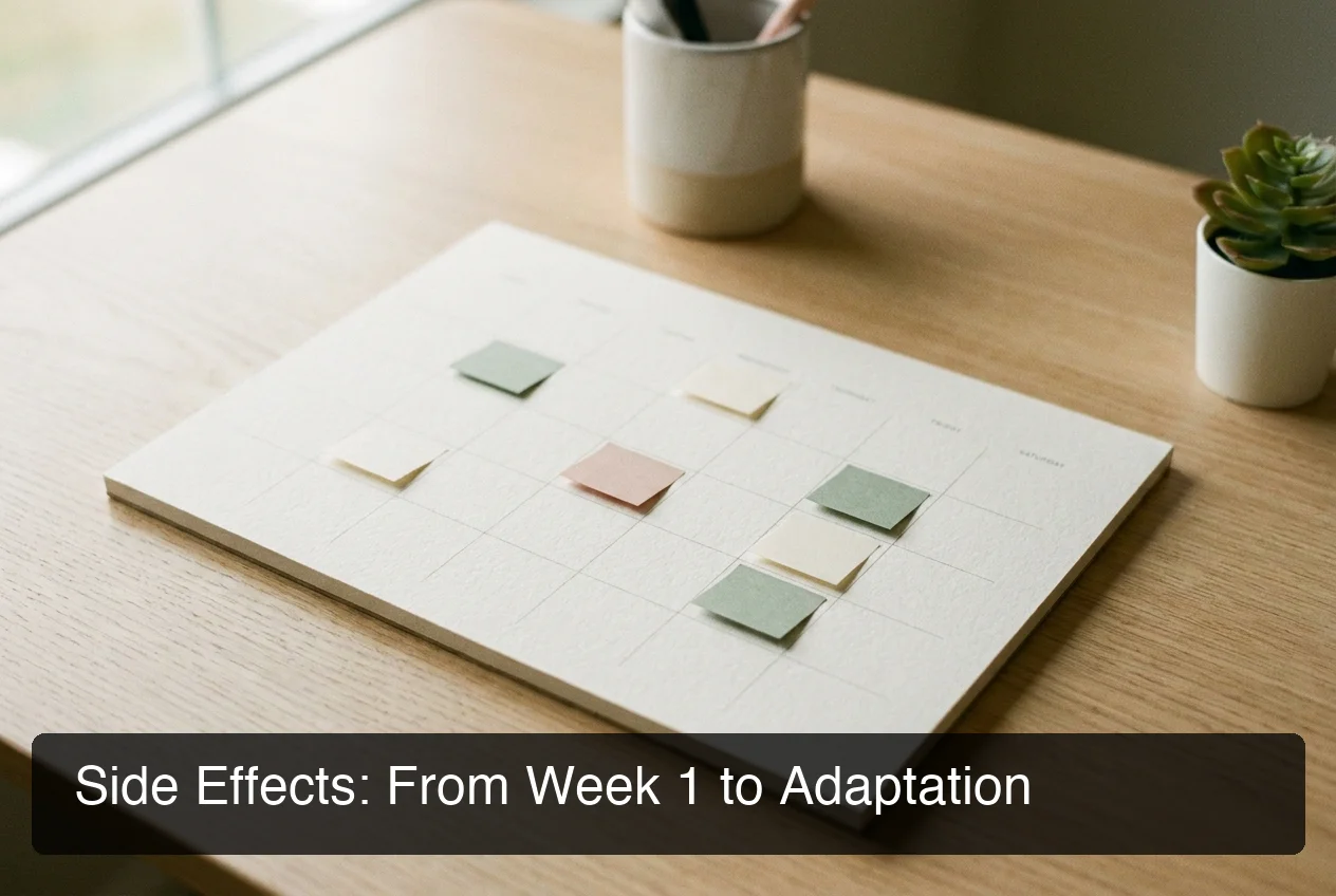 peptideiq semaglutide side effects timeline adaptation curve from week 1 to 12